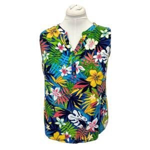Juniper + Lime Womens Floral Tropical Sleeveless Top Size L Rayon